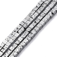 3x3x3 mm. lava perle med sølv effekt